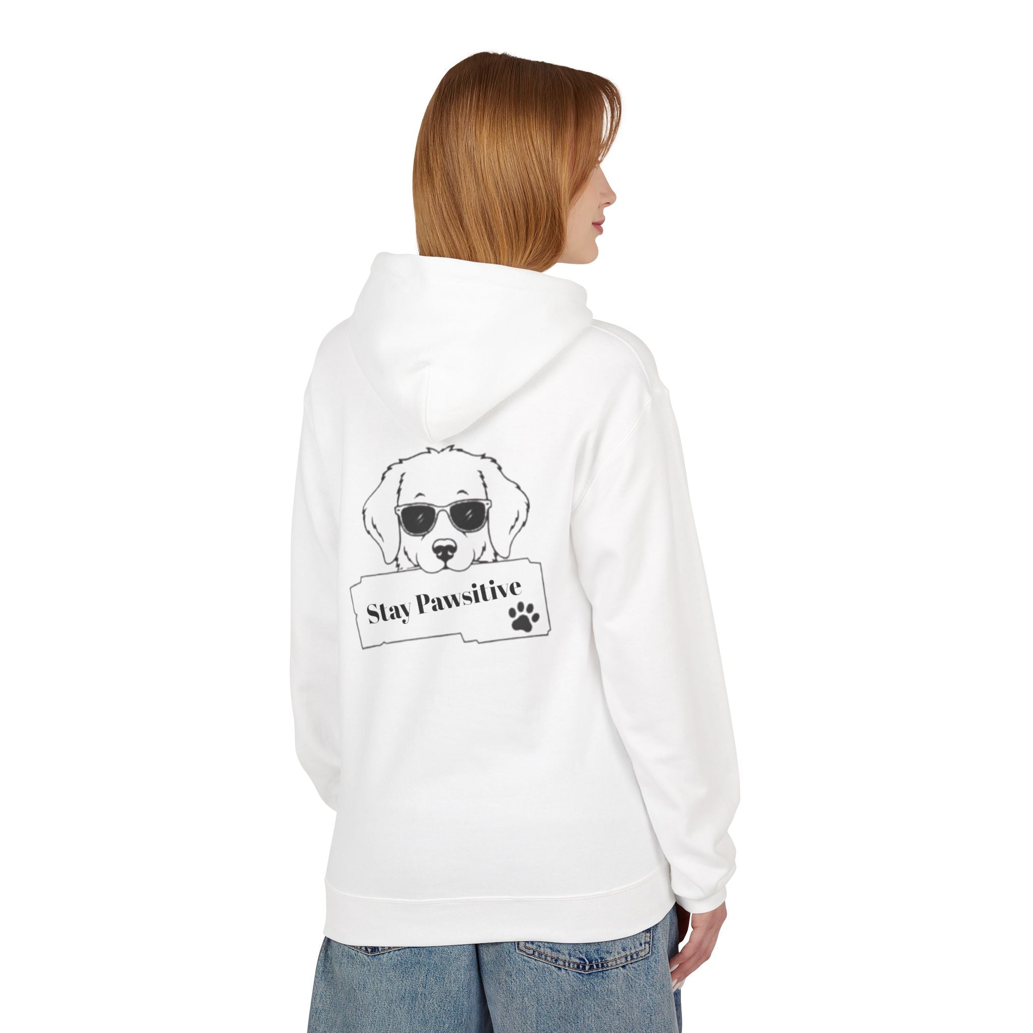 Stay Pawsitive White Hoodie