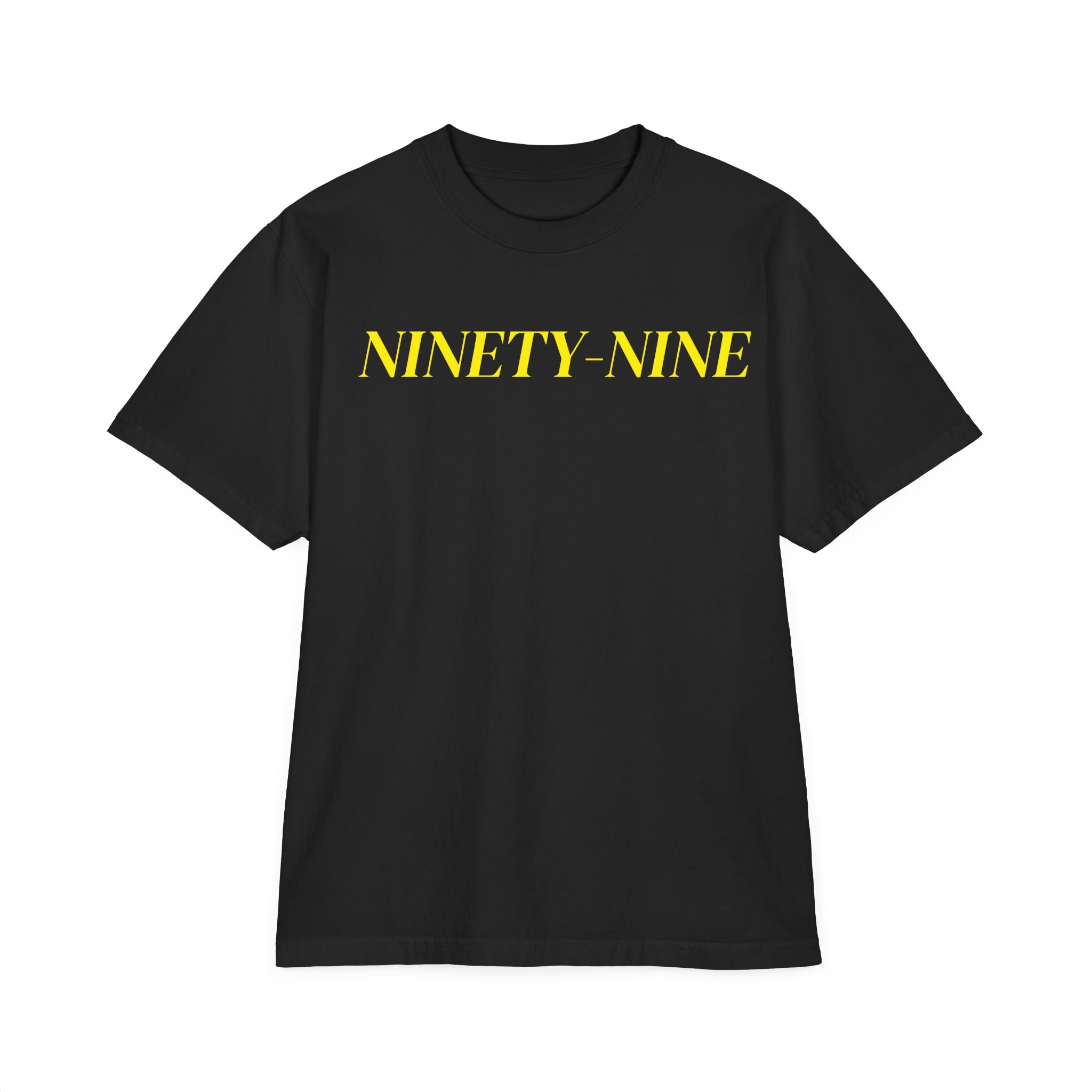 NINETY NINE Bold Graphic T-Shirt — Minimal Yellow Logo Tee